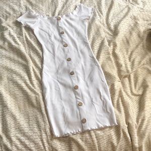 Revamped white off the shoulder bodycon dress